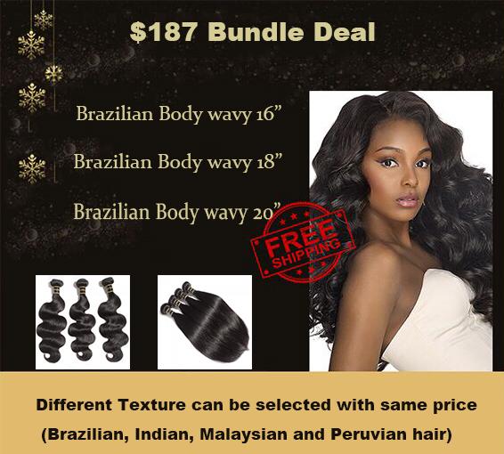 Virgin Human Hair #1B Body Wavy Black 16/18/20 Inches (3 X 100g)