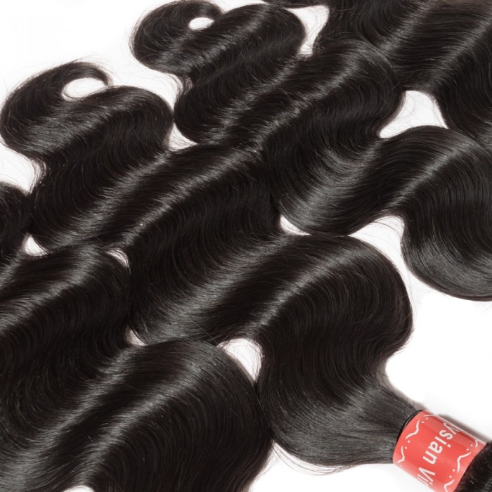 Virgin Malaysian Hair #1B Body Wavy Black 24 Inch (100g)