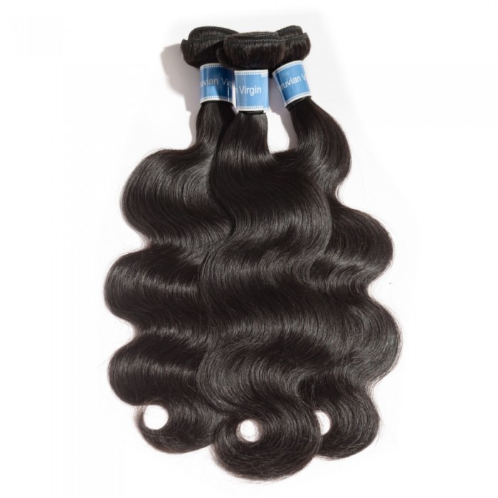 Virgin Peruvian Hair #1B Body Wavy Black 12 Inch (100g)