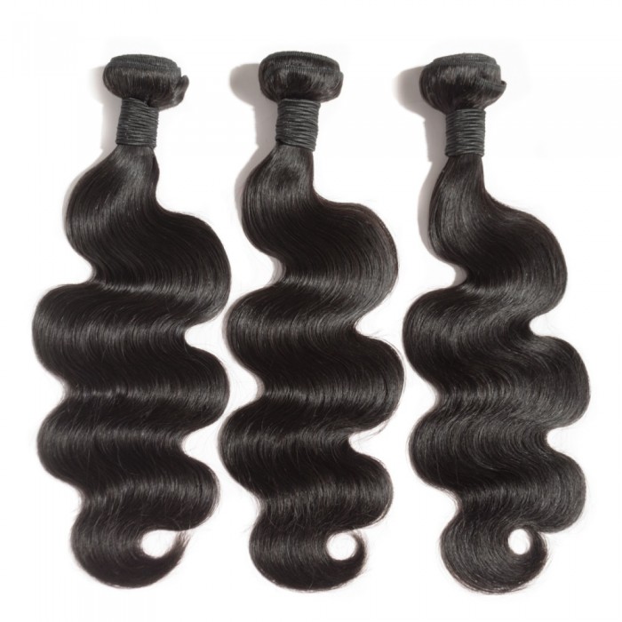 Virgin Indian Hair #1B Body Wavy Black 30 Inch (100g)