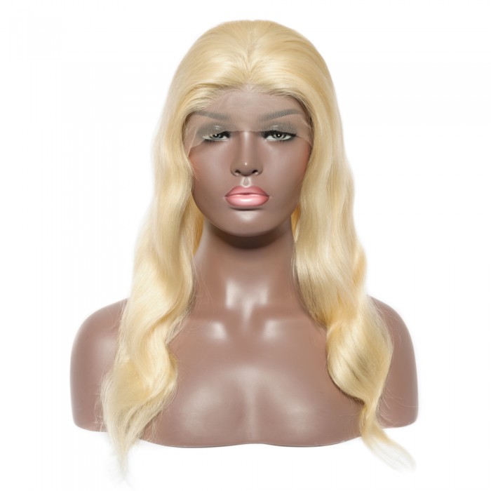X- 22" Pre-Plucked Lightest Blonde Body Wavy Frontal Lace Wig