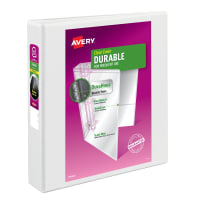 Avery® Durable View Binder, 1-1/2" EZD Rings, 400-Sheet, White Avery® Durable View Binder, 1-1/2" EZD Rings, 400-Sheet, White