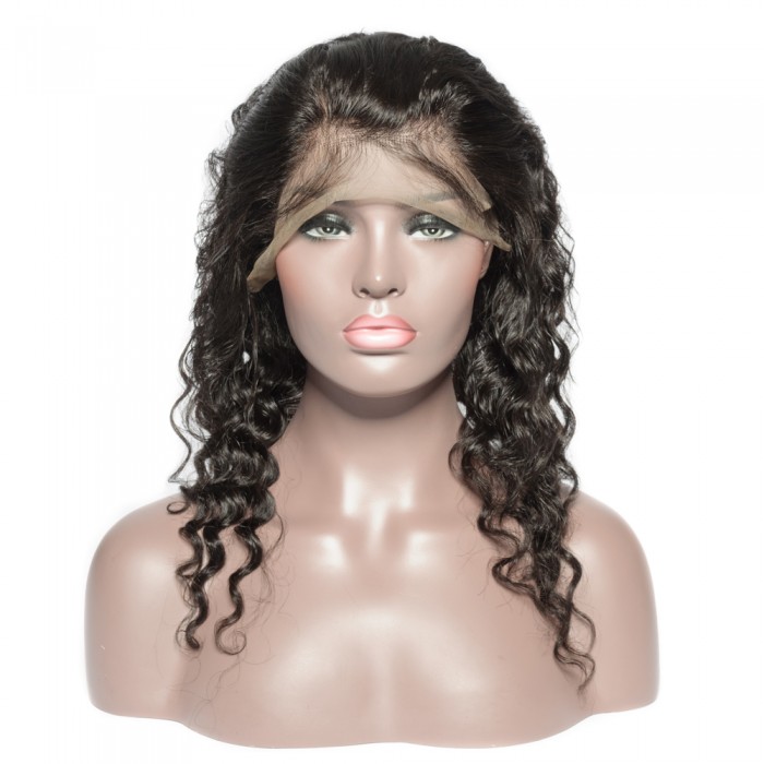 14 Inch 22" x 4"x 2" Loose Wavy 360 Lace Frontal #1B Black