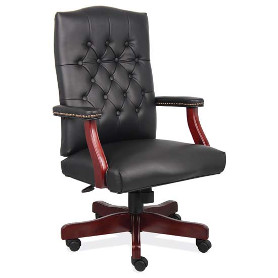 A High Back Executive Swivel with Modern Walnut Finish