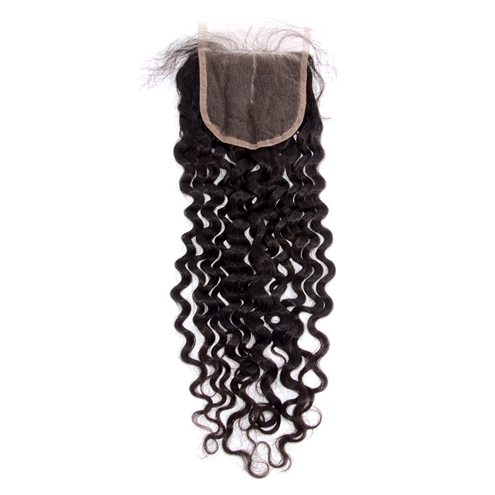16 Inch 4" x 4" Italy Curly Free Parted Lace Closure #1B Black