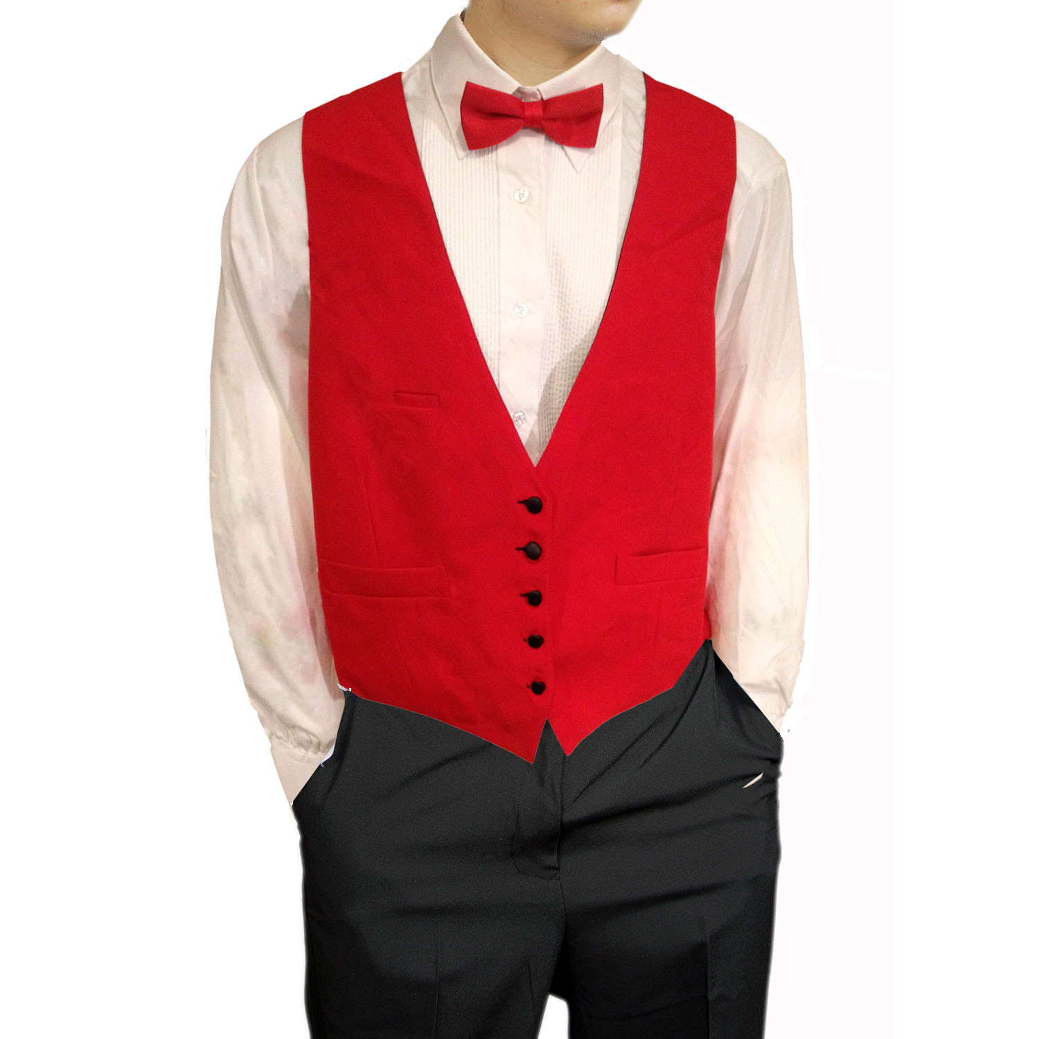 Womens Red Tuxedo Vest, Reverses to Black