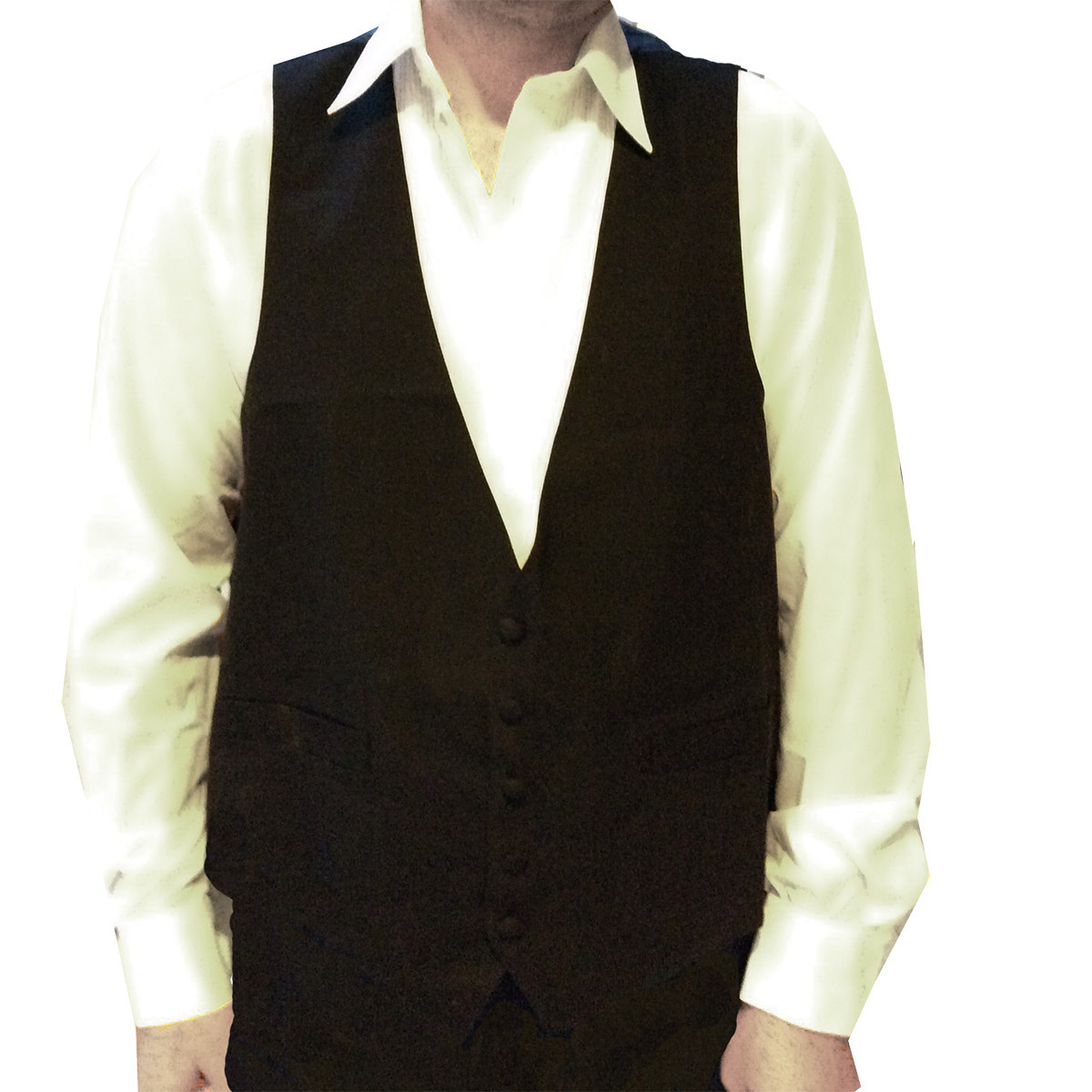 Mens 100% Wool Black Tuxedo Vest